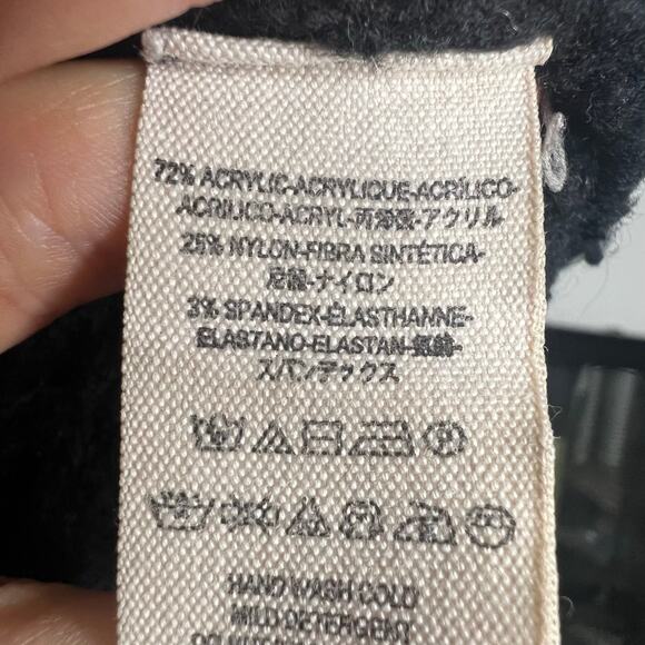 FREE PEOPLE Cropped Sweater High Neck Flared Sleeve Raw Hem Black Womens Size S - Picture 7 of 8